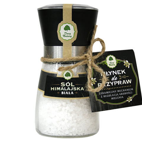 Белая гималайская соль с кофемолкой, Dary Natury, 190 г