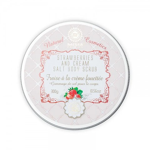 Sea salt body scrub Strawberries and Cream, Saules Fabrika, 300g