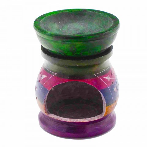 Soapstone incense and oil burner Flower of Life Five Colours, 10 cm