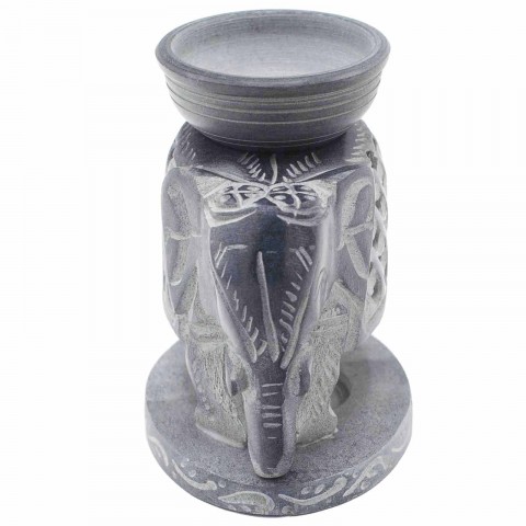 Soapstone incense and oil burner Standing Elephant, 11 cm