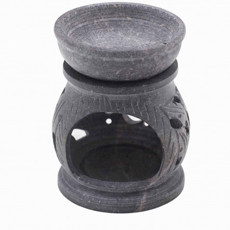 Small soapstone incense burner Om, 8 cm