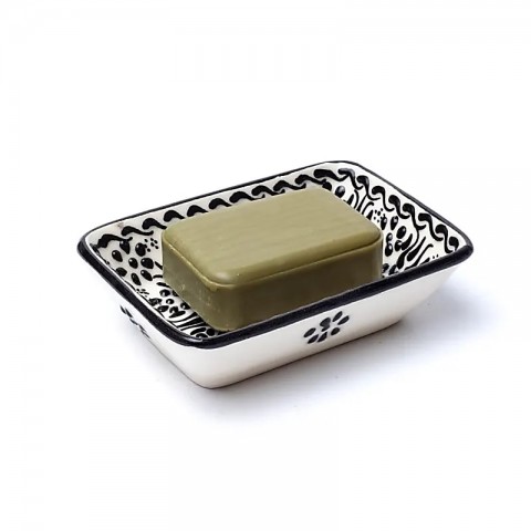 Ceramic soap dish Black, handmade, 13x9x4cm, 190g