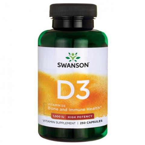 Vitamin D3 5000 IU, 125 mcg, Swanson, 250 capsules