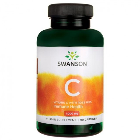 Vitamin C with Rose Hips extract, Swanson, 1000mg, 90 capsules