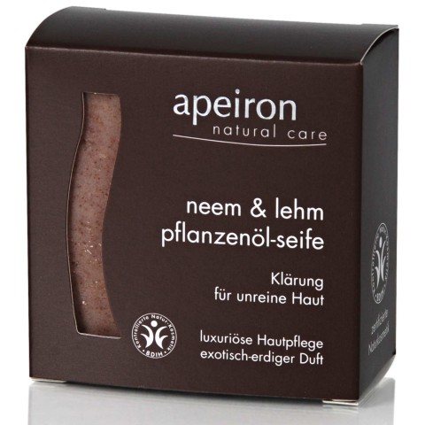 Herbal soap for body and hair Neem & Clay, Auromere Apeiron, 100g