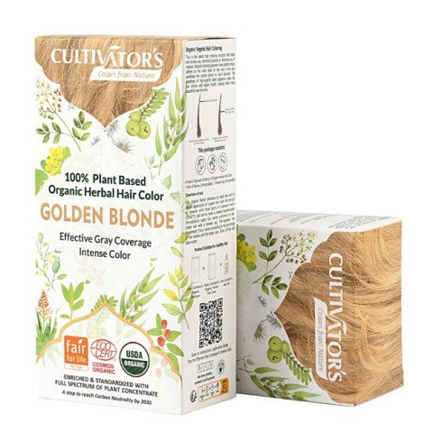 Herbal organic hair dye Golden Brown, Cultivators, 100g