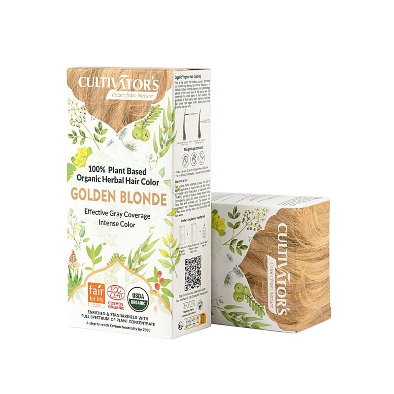 Herbal organic hair dye Golden Brown, Cultivators, 100g