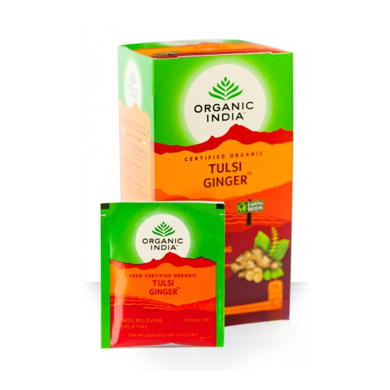 Ayurvedic Tea Tulsi Ginger, Organic India, 25 packets