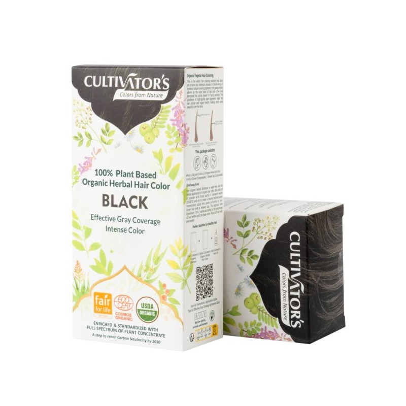 Plant-based hair dye Black, Cultivator's, 100g