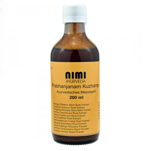 Расслабляющее массажное масло для тела для сухой кожи Prabhanjanam Kuzhampu, Nimi Ayurveda, 200 мл