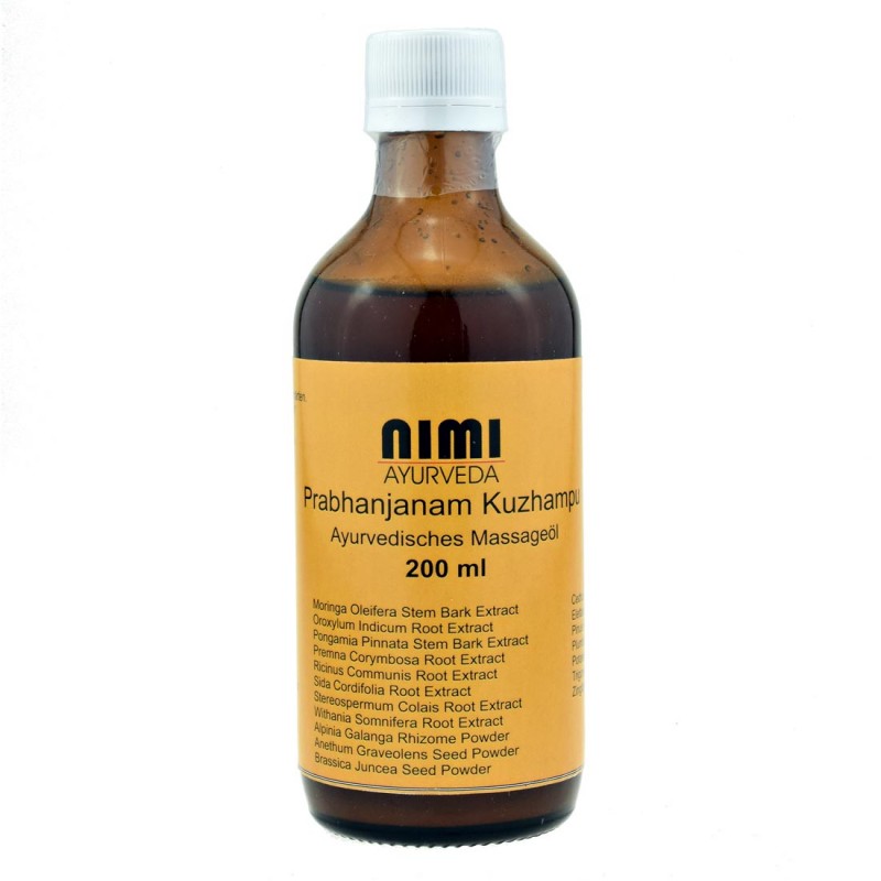 Relaxing body massage oil for dry skin Prabhanjanam Kuzhampu, Nimi Ayurveda, 200 ml
