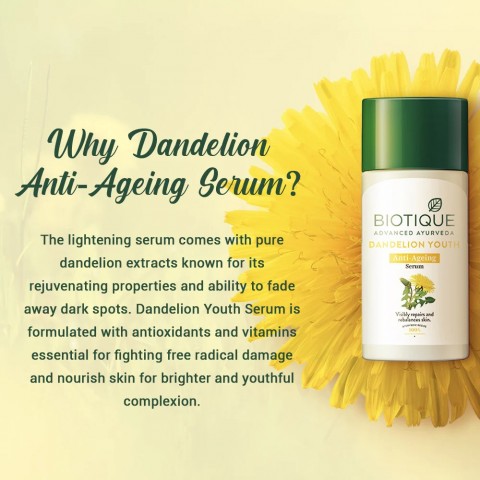 Anti-Ageing Serum with Dandelion Extract, Biotique, 40ml