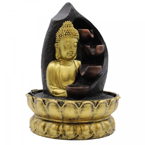 Water fountain Golden Buddha and Overflowing Dishes, 30 cm