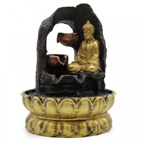 Table water fountain Golden Meditating Buddha, 30 cm
