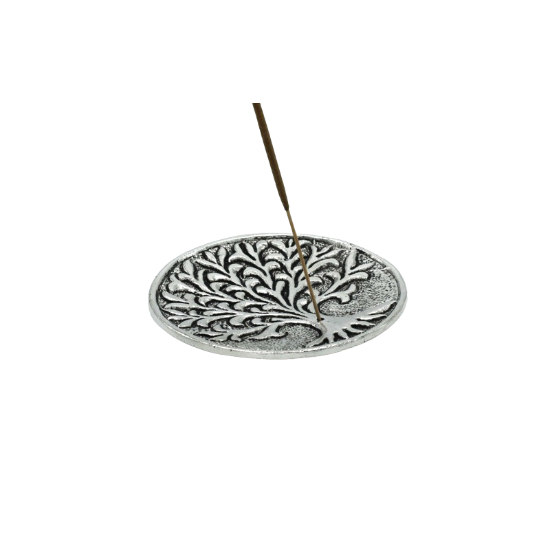 Incense holder Tree of Life, polished aluminium, 10 cm