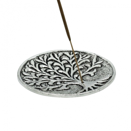 Incense holder Tree of Life, polished aluminium, 10 cm