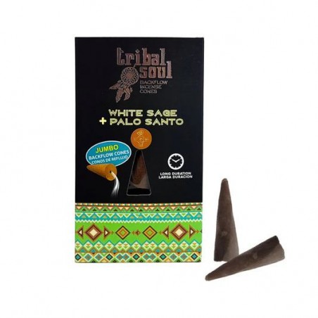 Backflow incense cones White Sage Palo Santo, Tribal Soul, 15g