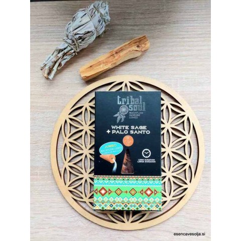 Backflow incense cones White Sage Palo Santo, Tribal Soul, 15g