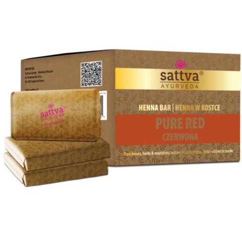 Red hair dye Henna Bar, Sattva Ayurveda, 3x80g