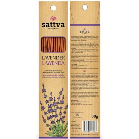 Lavender scented incense sticks Lavender, Sattva Ayurveda, 15 pcs.