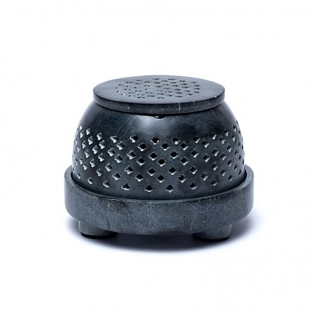 Multifunctional grey soapstone incense burner, 12cm