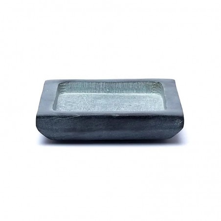 Square grey soapstone candle tray, 9cm