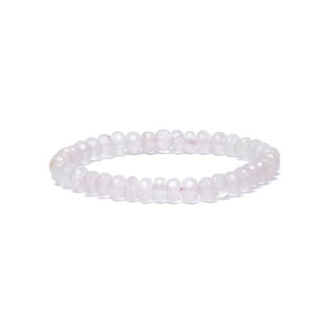 Elasticated rose quartz edge bracelet, AA quality, 6mm