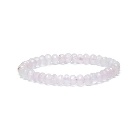 Elasticated rose quartz edge bracelet, AA quality, 6mm