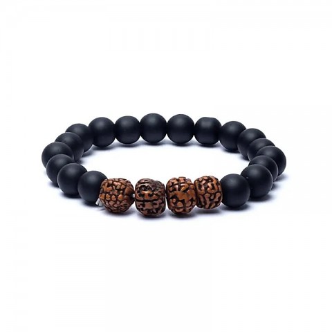 Rudraksha and black onyx bracelet, 8cm