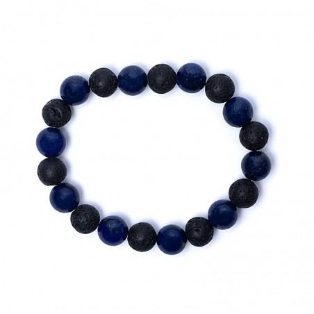 Lava stone and sodalite bracelet, 8cm