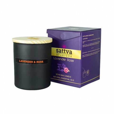 Scented soy wax candle Lavender & Indian Rose, Sattva Ayurveda