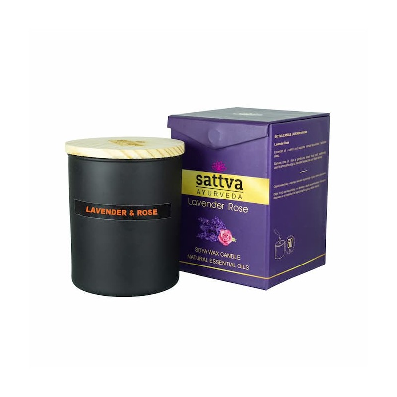 Ароматическая свеча из соевого воска "Лаванда и индийская роза", Sattva Ayurveda
