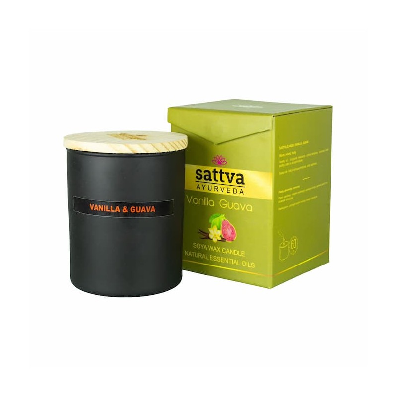 Ароматическая свеча из соевого воска "Ваниль и гуава", Sattva Ayurveda Ароматическая свеча из соевого воска "Ваниль и гуава", Sattva Ayurveda
