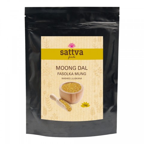 Mung Beans Moong Dal, Broken, Washed, Sattva Foods, 1kg