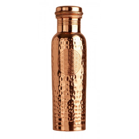 Roughly engraved copper drink-bottle Flower of Life