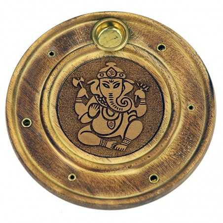 Ganesha incense sticks and cones holder, wooden, 10cm