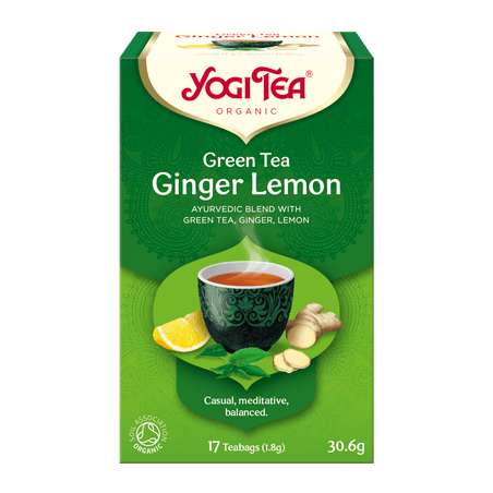 Green herbal tea with ginger and lemon, Yogi Tea, organic, 17 packets