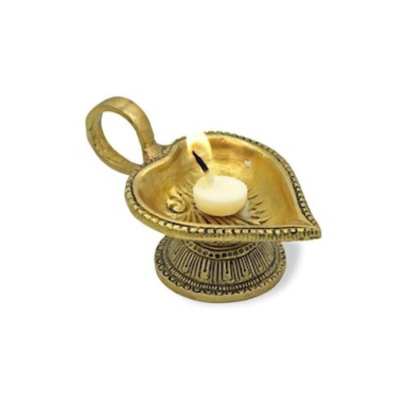 Heart-shaped brass oriental candlestick
