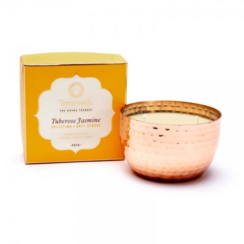 Ayurvedic vegetable wax scented candle in a jar Vata Tuberose Jasmine 2 Wick, 200g