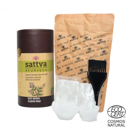 Vegetable brown hair dye Deep Brown, Sattva Ayurveda, 150g
