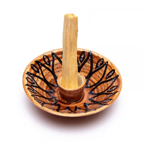Ceramic holder for burning Palo Santo wood sticks, brown