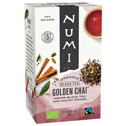 Golden tea with spices Golden Chai, organic, Numi Tea, 18 sachets