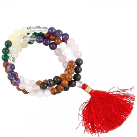 Prayer Beads Mala Nine Planets, AA quality, 108 beads + brocade bag