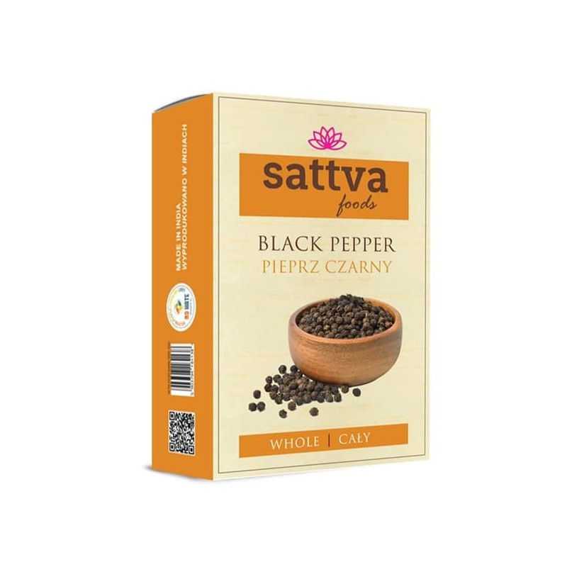 Black peppercorns, Sattva Foods, 100g