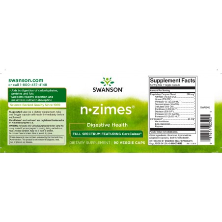 Enzymes N-Zimes, Swanson, 90 capsules