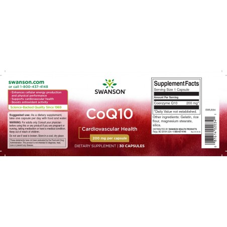 Коэнзим Q10, Swanson, 200 мг, 30 капсул