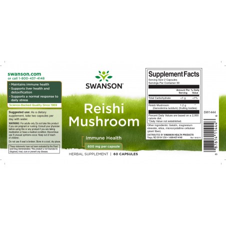 Reishi Extract, Swanson, 600mg, 60 capsules