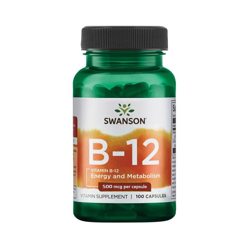 Витамин B12 (цианокобаламин), Swanson, 500 мг, 100 капсул