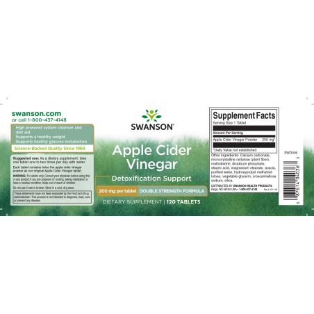 Apple cider vinegar, Swanson, 200mg, 120 tablets